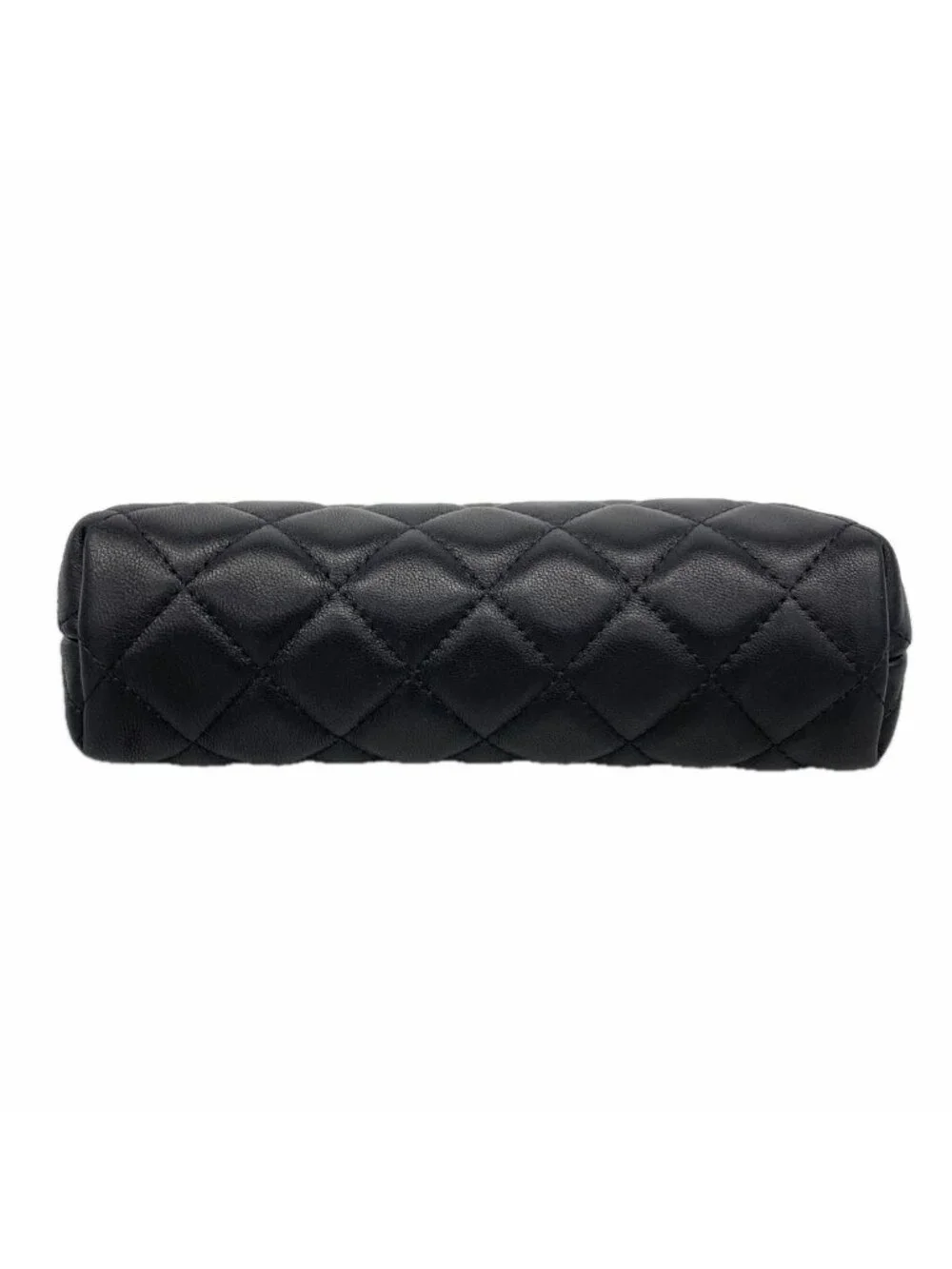 Chanel Pouch Quilted Lambskin Black Silver